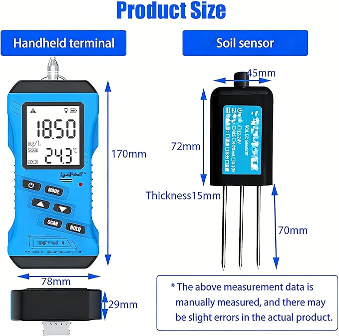 7 in 1 Soil Tester,Digital NPK pH Moisture Temperature EC Conductivity Meter | Soil Analyzer for Garden Farm Greenhouse,Soil Fertility Test
