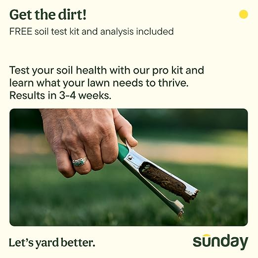 Sunday Season of Sunday Lawn Care Kit, 4-Month Feeding System, Includes Lawn Kickstart, Water Focus, Green Machine + Soil Test Kit & Analysis, for All Grass Types, Covers up to 5,000 sq ft