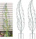 Metal Garden Trellis Plant Support Trellis for Climbing Vines Floral Vegetables Metal Trellis -Green Leaf Trellis Garden Decor Set of 2（Green）