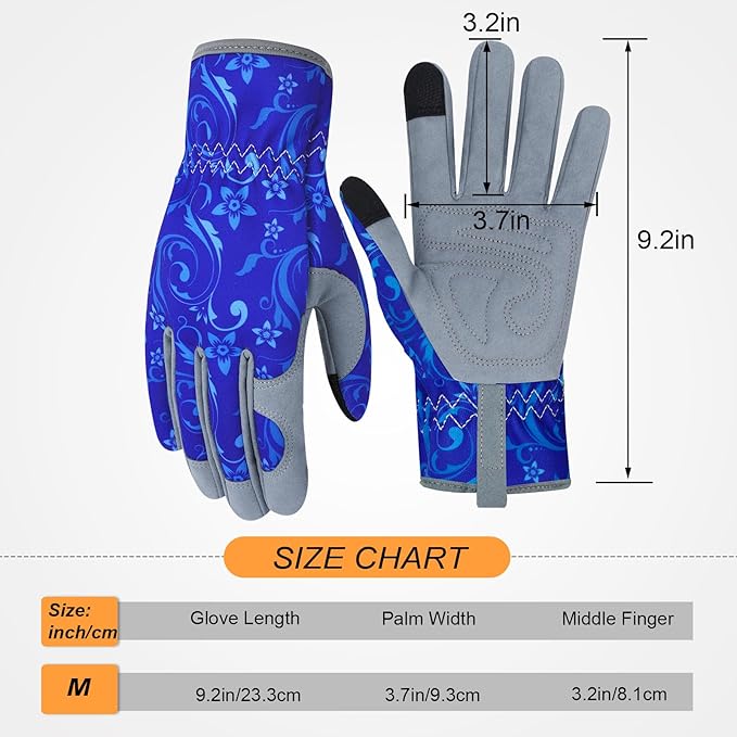 Leather Gardening Gloves for Women Thorn Proof Garden Gloves Touch Screen Working Gloves Gifts,M