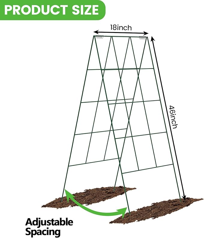 Foldable Cucumber Trellis - 4 Pack, A-Frame Garden Trellis 46" L x 18" W, Steel Climbing Plants Support Raised Bed Trellis with Twist Ties & Plant Bags for Climbing Plants Outdoor