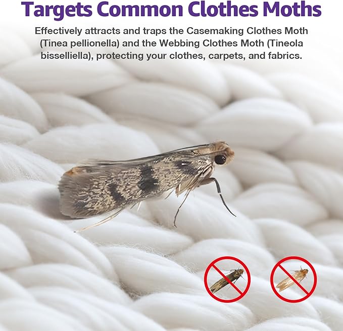 14 Pack Premium Clothes Moth Traps for House Indoor, Double Potent Pheromone Sticky Glue Moths Killer Repellent for Closet Organizers & Storage No Mothballs Odor Home Pest Control Trap