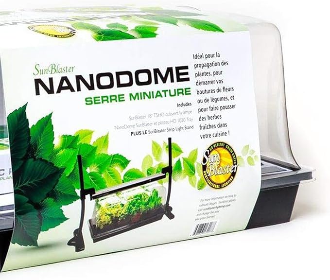 SunBlaster SL1600207 T5HO Mini Greenhouse Kit with Light Stand & Double-Thick Tray for Flowers, Herbs, and Veggie Seed Starting or Plant Propagation
