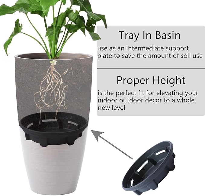 Heavy-Duty Plastic Plant Pots For Outdoor, Wooden Grain Finish Large Indoor Planter For Succulent,Roses,African,Violets,Pothos,Snake Plants,Flowers and Cactus Garden Decorations Planters Gift Choose