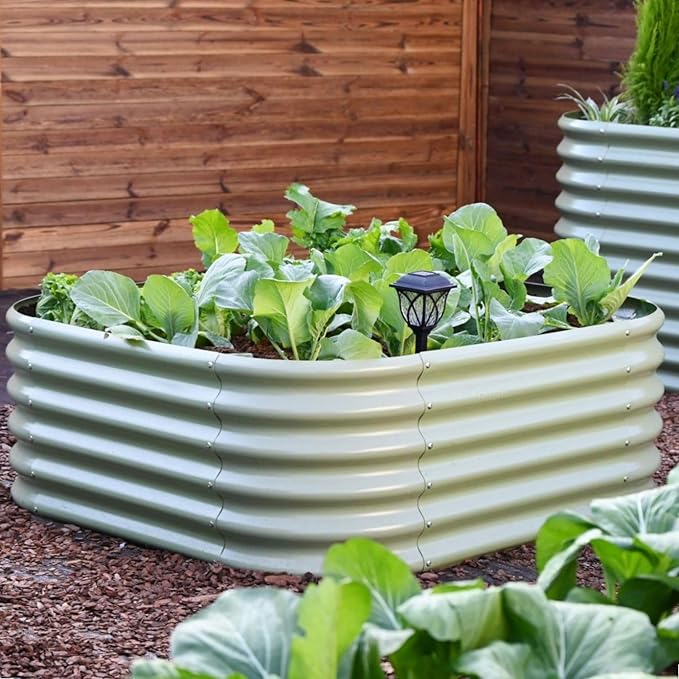 4x4x1.5 ft Galvanized Raised Garden Bed, 18" Tall Metal Raised Planters for Outdoor Plants, Vegetables, Herbs, Above Ground Raised Garden Bed Kit for Small Space Gardening -Brooklyn Grey
