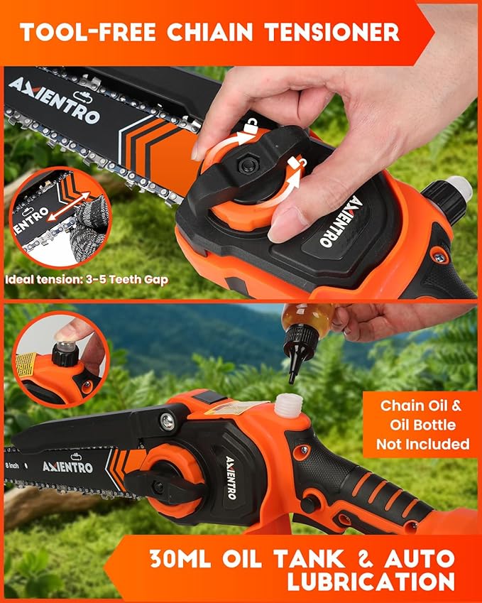 4-in-1 Pole Saw & Pruning Shears, 8-in Brushless Motor Pole Saw for Tree Trimming, Electric Pruners with Extendsion Pole, 2x4000mAh Li Batteries & Charger, 16FT Max Reach