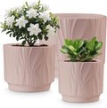OXART Ceramic Planter with Drainage, 7.6+6.2+5 inch Plant Pot, Set of 3, Round Flower Pots for Intdoor Outdoor Plants, Home, Office, Garden, Lilies, Cacti, Succulents, Snakes, and Pothos, Pink