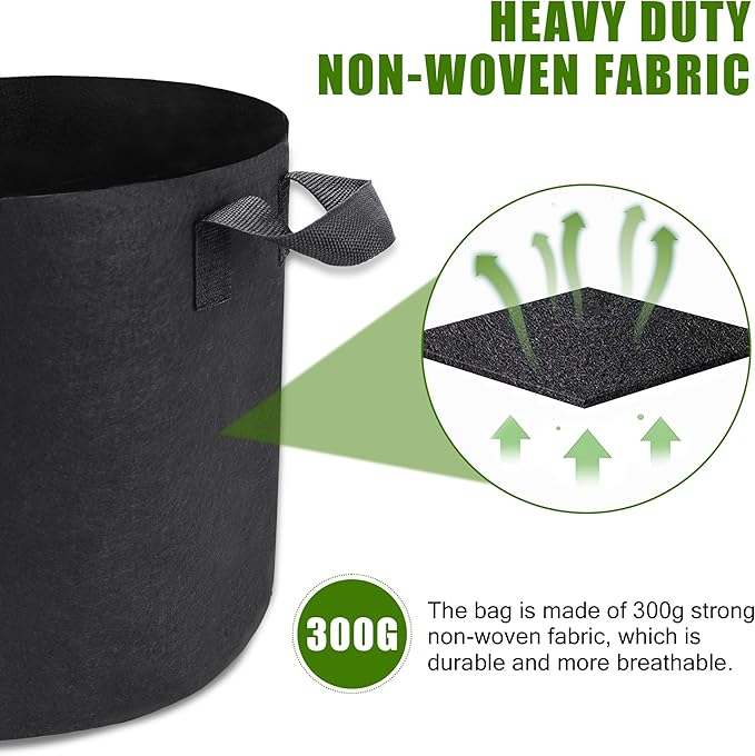 12-Pack 3 Gallon Plant Grow Bags, Heavy Duty Aeration Fabric Pots with Handles for Garden and Planting Outdoor