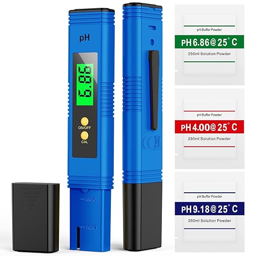 2025 All-New pH Meter for Water - High Accuracy Digital pH Tester (0.01 Precision) with UL Certification and 3 pH Calibration Powders - Ideal for Home Water, Hydroponics, Aquariums, Pools, and More