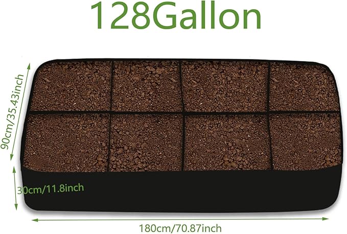 128 Gallon Breathable & Durable Fabric Grow Bags - 3x6FT Heavy Duty Nonwoven Fabric Pots for Indoor Outdoor Vegetable and Flower, Perfect for Spring and Summer Gardening