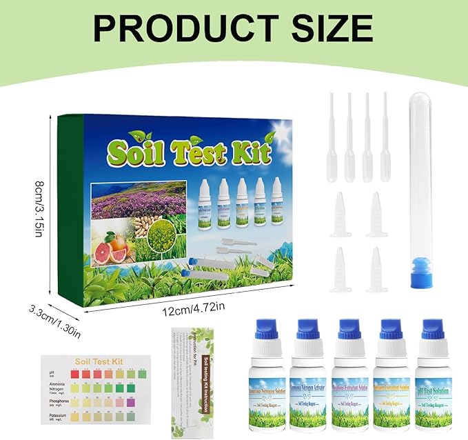 Soil Test Kit, 1 Set Soil Tester for Garden Nutrients, Nitrogen Phosphorus Potassium Test Kit for Agriculture Gardening Lawn Yard Tester for Garden Nutrients