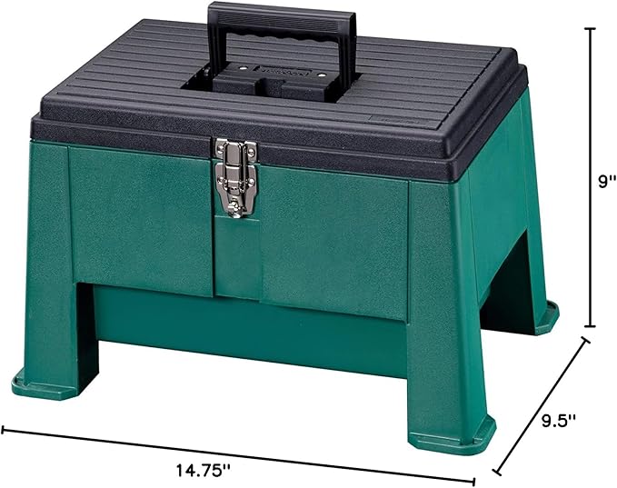 Step N Store, Step Stool Tool Box 20" Garden Green