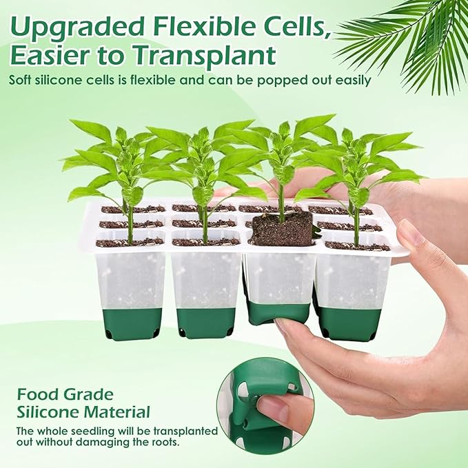 Seed Starter Tray, Seed Starting Trays with Adjustable Ventilation Humidity Planting Pot Plant Starter Kit Greenhouse Propagator Biodegradable Seedling Germination Trays Xmas (Green)
