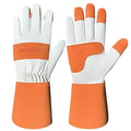 Gardening Gloves, Long Thorn Proof Garden Gloves for Women and Men, Goatskin Breathable Leather Work Gloves for Gardening, Pruning, Yard Work, Brown, M