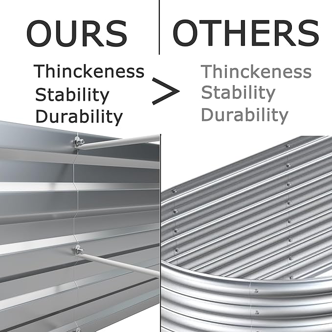 8x4x1 ft(2 Pack) Galvanized Raised Garden Bed,Outdoor Planter Box Metal Patio Kit Planting Bed for Vegetables Flowers Herb,Silver