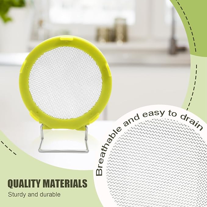 Wide Mouth Mason Jar Sprouting Kit with Sprouting Lids and Drainage Tray - Ideal for Bean, Alfalfa Sprouts and Microgreens, Vertical and Angled Placement Support(Two lids and two drip trays)