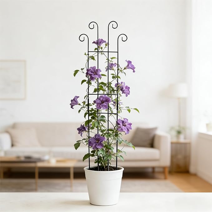 32.6inch Plant Trellis for Climbing Plants Indoors & Outdoor, Garden Trellis for Potted Plants, Rust-Proof Metal Sturdy Yet Gentle Climbing Stakes Support for Ivy Pothos Hoya Monstera (6pcs)