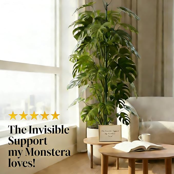 Tree Branch Plant Support Stakes – Stackable Plant Support Sticks with Clips & Velcro Tie – Natural Aesthetic Extendable Trellis for Indoor Plants, Monstera, Pot (Green-6 Pack)