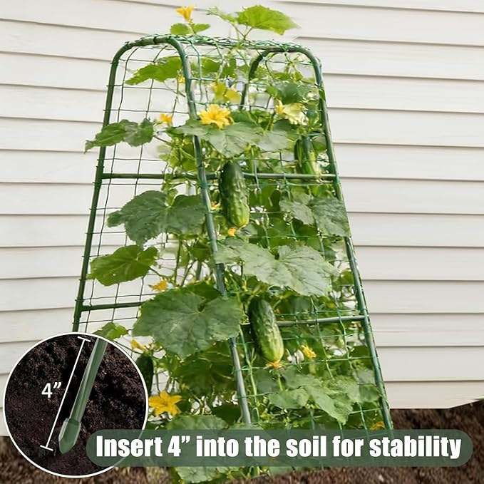 Cucumber Trellis for Plant Climbing- Cucumebr Arch Trelli for Flower Vine Vegetable Tomato Cage Raised Bed- Foldable Garden Tunnel Trellis (47x15.7in)