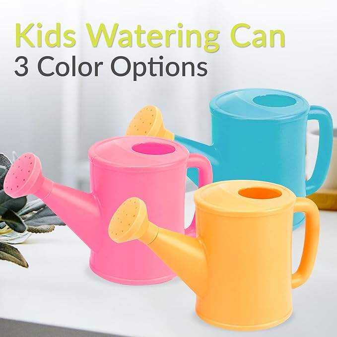 Kids Watering Can - 700ml Small Plastic Watering Pot for Indoor Plants, Garden Flowers & Succulents - Lightweight Children Garden Tool with Detachable Nozzle (Blue)