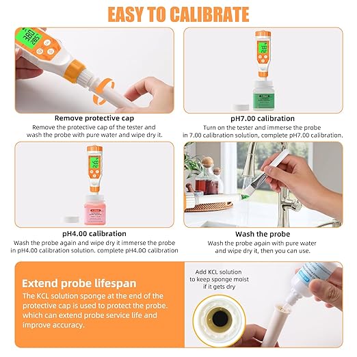 Food pH Meter Digital pH Tester for Food Fermentation Canning Cooking – Accurate pH Meter for Sourdough Bread, Cheese, Hot Sauce, Yogurt – Smart Water Resistant Food