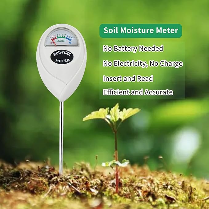Soil Moisture Meter, Long Probe Soil Moisture Monitor for House Plants, Soil Hygrometer Moisture Sensor for Indoor & Outdoor, Garden, Farm, Lawn Plant Care, No Battery Needed(White)
