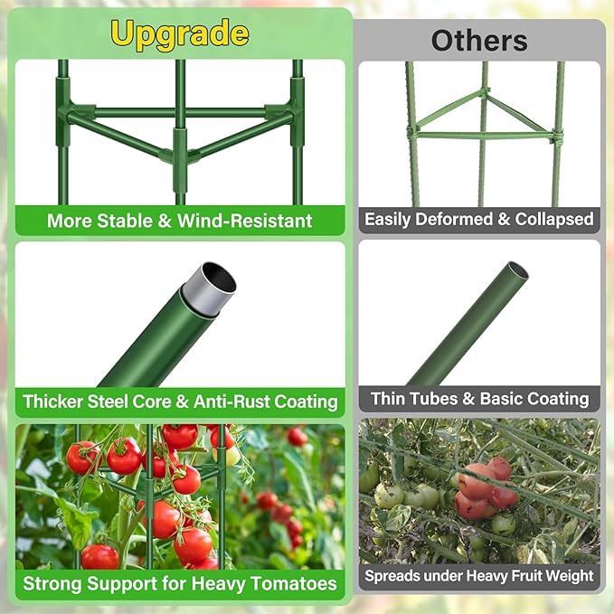 Legigo 4 Pack 65 Inch Tomato Cage for Garden, Heavy-Duty Tomato Trellis Plant Support Stakes, Adjustable Garden Trellis Plant Cage for Climbing Plants Peppers Outdoor Raised Garden Bed and Vegetables