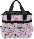 Rose Daisy Garden Tool Bag Portable Gardening Tool Organizer Bag with 10 Pockets and Handle Tool Carrier and Storage for Garden Lawn Yard Casual Camp