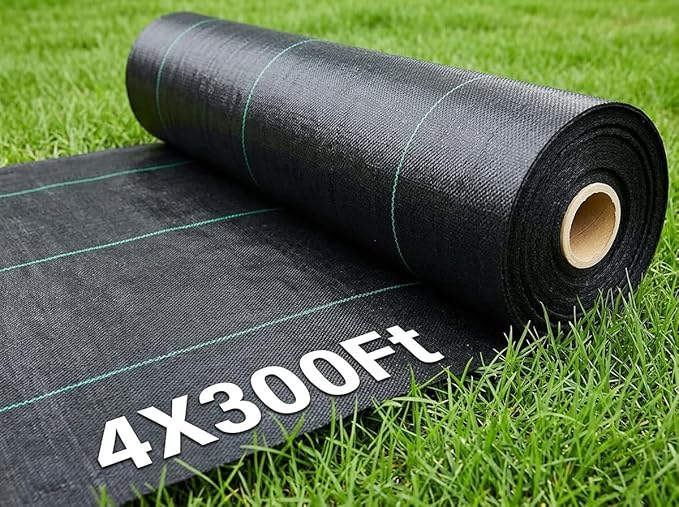 Rohuis 4ft x 300ft Weed Barrier Landscape Fabric, Heavy Duty Woven Ground Cover for Garden, Weed Control Mat for Gardening Driveway Landscaping, Weed Blocker Cloth