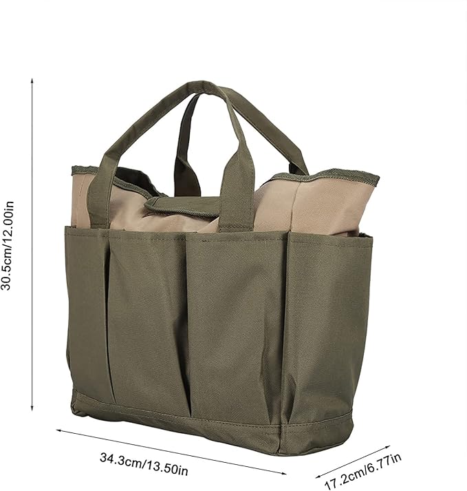 Multifunctional Sturdy Portable Storage Bag for Garden Hand Tools, Durable Oxford Fabric Tool Organizer with Handle and Inner Pouch for Seeds, Gloves, Spray Bottle