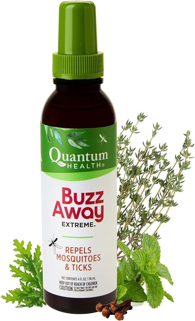 Quantum Health Buzz Away Extreme - DEET-free Insect Repellent, Essential Oil Bug Spray - Small Children and Up, Travel Friendly, 4 Fl Oz