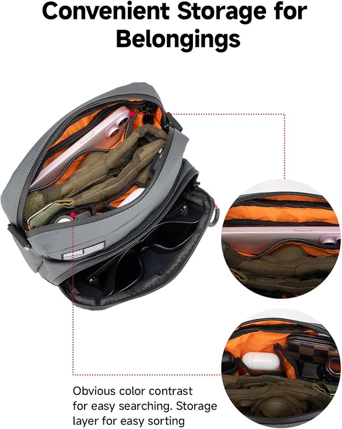 KEMIMOTO Motorcycle Handlebar Bag Universal Motorcycle Tool Bag Bicycle Bar Bag, Front Fork Storage Accessory, Sissy Bar Bag Compatible with Cruiser Softail Dyna Sportsters (Grey Carbon Fabric)