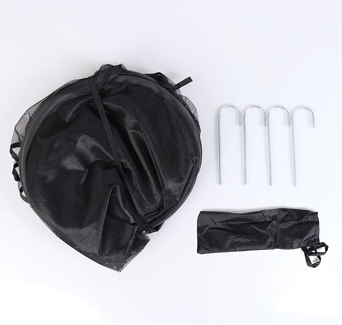 Mesh Plant Cover from Animals, Plant Netting Pest Guard Cover, Plant Tent Cage Pop-up with 4 Stakes for Vegetables, Fruits, Flowers (Black, 36 x 36 x 39 Inches)