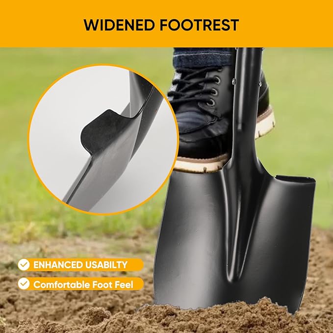 Heavy Duty Digging Shovel with Trenching Blade and D-Handle, Fiberglass Handle,Ideal for Garden, Landscaping, Construction, and Masonry - Perfect for Digging Soil, Dirt, and Gravel.