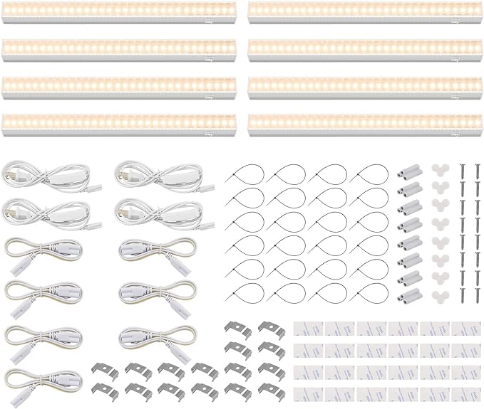 Barrina T5 Grow Lights, Grow Light Strip for Indoor Plants, 1ft Plant Lights for Indoor Growing, Full Spectrum LED Grow Light, Individual Switch, Linkable, Plug and Play, Yellow, 8-Pack