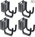 4-Pack 2"x2" Heavy-Duty E-Track Double Fitting J Hooks with Extra Rubberized Dip-Coating - Stable Organizers for Trailers, Trucks & Garden Tools