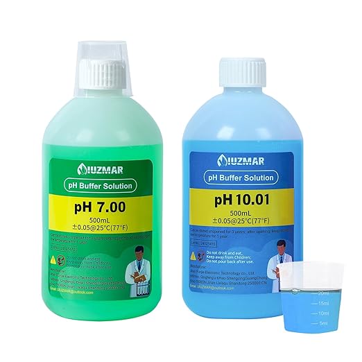 pH Calibration Solution, 500ml pH 7.00 Calibration Solution, 500ml pH 10.01 Calibration Solution, pH Probe Buffer Calibration Solution with Container (30ml*2) for pH Meter, pH Tester