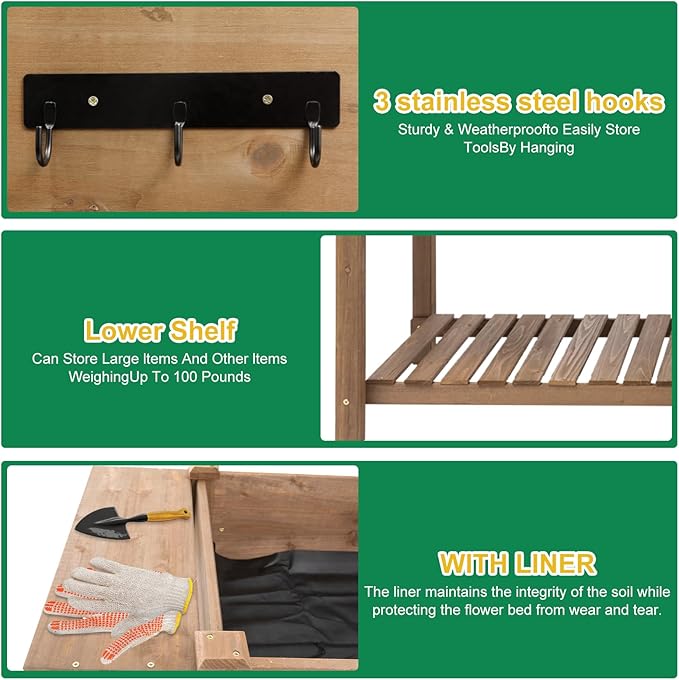Raised Garden Bed with Legs Outdoor, Elevated Garden Box with W-Connection Tabs，Large Storage Shelf for Vegetable, Flower, Herb, Easy to Assemble，81x23x32 in