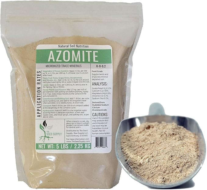 5 Pounds of Azomite - Organic Trace Mineral Powder - 67 Essential Minerals for You and Your Garden by Raw Supply