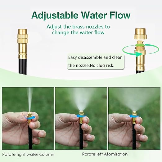 360° Adjustable Mister Drip Irrigation System -Water Trampoline Sprinkler Kit for Kids Summer Fun.50Ft Garden Greenhouse Plant Watering System with 8 Nozzles for Yard, Lawn, Plants