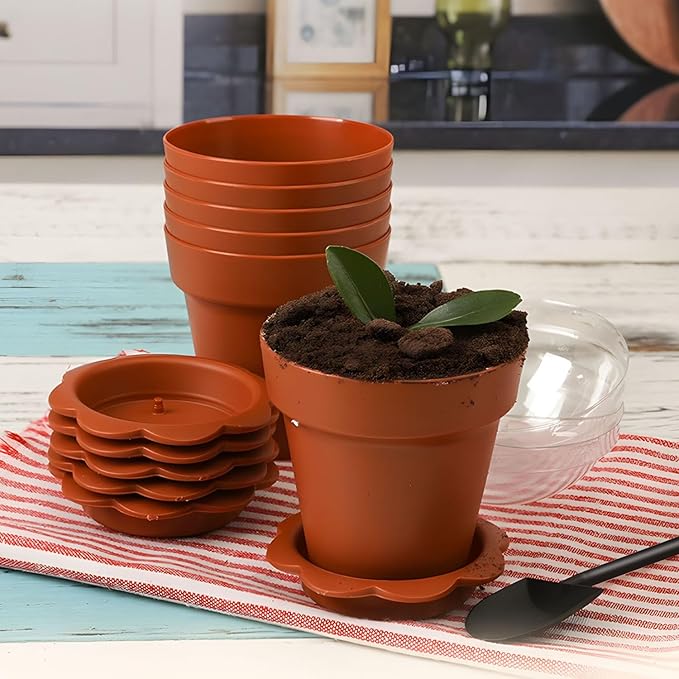 20 Pcs Nursery Pots with Humidity Dome, Cupcake Plant Nursery Pots with Bring A Plate and Shovel, Planting Cups for Seeds for Indoor Gardening and Plant Propagation