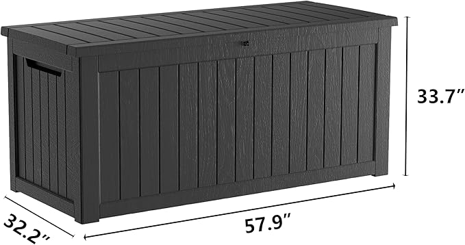 270 Gallon Heavy Duty Deck Storage Box, Extra Large Storage Organizer for Patio Furniture Accessories, Garden Tools, Indoor Storage for Cushion, Matte Black
