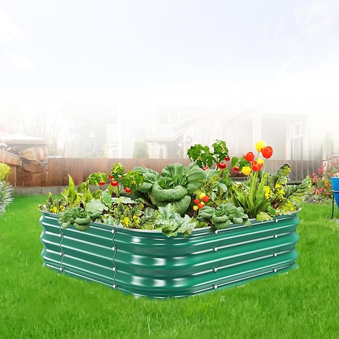 Galvanized Raised Garden Bed, 3x3x1ft Garden Planter Bed Outdoor, Heavy Duty Rustproof Steel Raised Bed Kit for Gardening Vegetables Fruits Flowers Grow Green