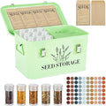 20 Slots Seed Storage Box with 3 Dividers, Metal Seed Storage Organizer Saving Box, Seeds Packet Container, Professional All-in-one Kit with 20 Seeds Envelopes and 60 Label Stickers
