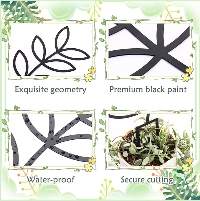 4 Pcs Indoor Plant Trellis for Climbing Plants, Small Trellis for Potted Plants, Garden Metal Trellis Plant Support Trellis with Different Patterns for Vine Ivy Flower (Boho)