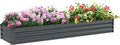 Outsunny 8 x 2 x 1ft Galvanized Raised Garden Bed Kit, Outdoor Metal Elevated Planter Box with Safety Edging, Large Raised Bed for Growing Flowers, Herbs and Vegetables, Dark Gray