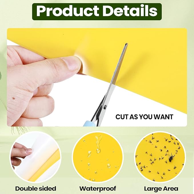 Qualirey 900 Pcs 6 x 8 Inch Yellow Sticky Traps for Plant Double Sided Sticky Trap with Twist Ties Fly Traps for Fruit Insect Fungus Bugs Indoor Outdoor