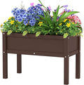 Small HDPE Raised Garden Bed, Elevated Planter Box with Legs, Outdoor All-Weather Planter Raised Beds for Seeds, Herbs, Flowers, Vegetables (Coffee)