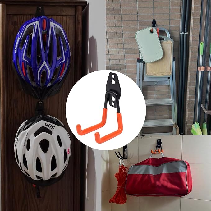 Heavy Duty Garage Storage Hooks, 2 Pack Utility Steel Garage Tool Organizer Wall Mount for Hanging Power and Garden Tools Ladders Hoses Bikes Ropes & Bulk Items