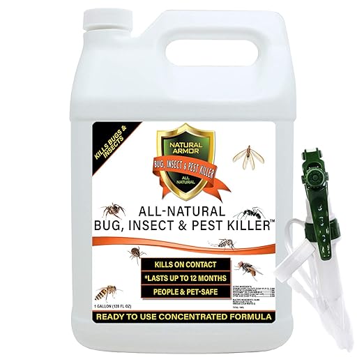 Natural Bug, Insect & Pest Killer & Control Including Fleas, Ticks, Ants, Spiders, Bed Bugs, Dust Mites, Roaches and More for Indoor and Outdoor Use, 128 Oz Gallon
